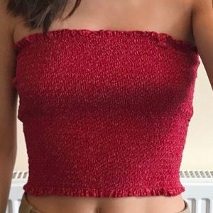 Brandy Melville Red and White Tube Top